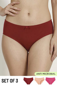 Zivame Anti-Microbial Low Rise Full Coverage Hipster Panty (Pack of 3) - Multicolor — thumbnail 1
